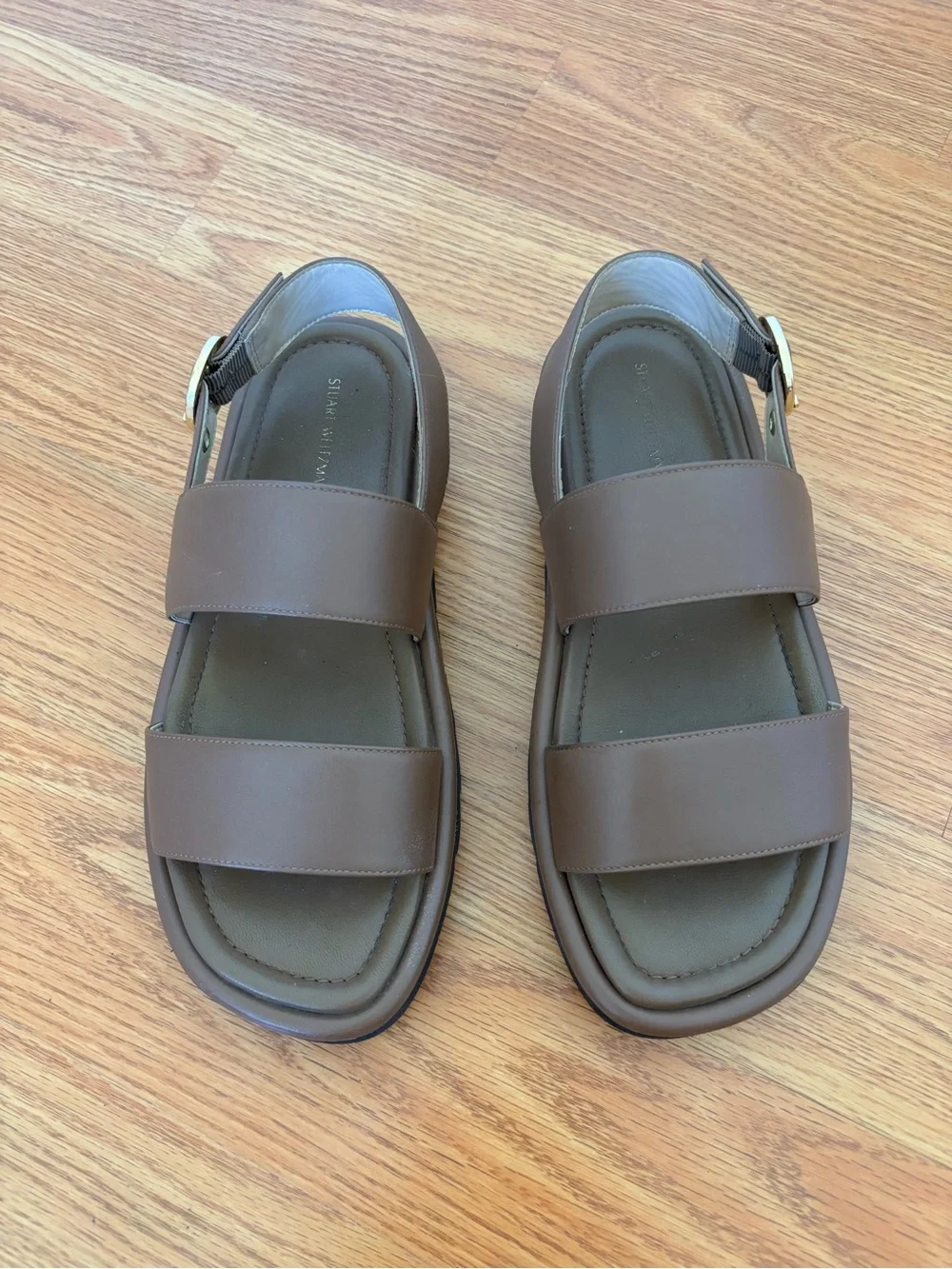 Stuart Weitzman Elodie Brown Leather Platform Sandals